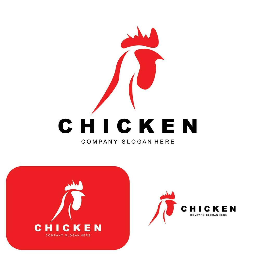 logo de poulet, vecteur d'animaux de ferme, conception pour élevage de poulets, restaurant de poulet frit, café