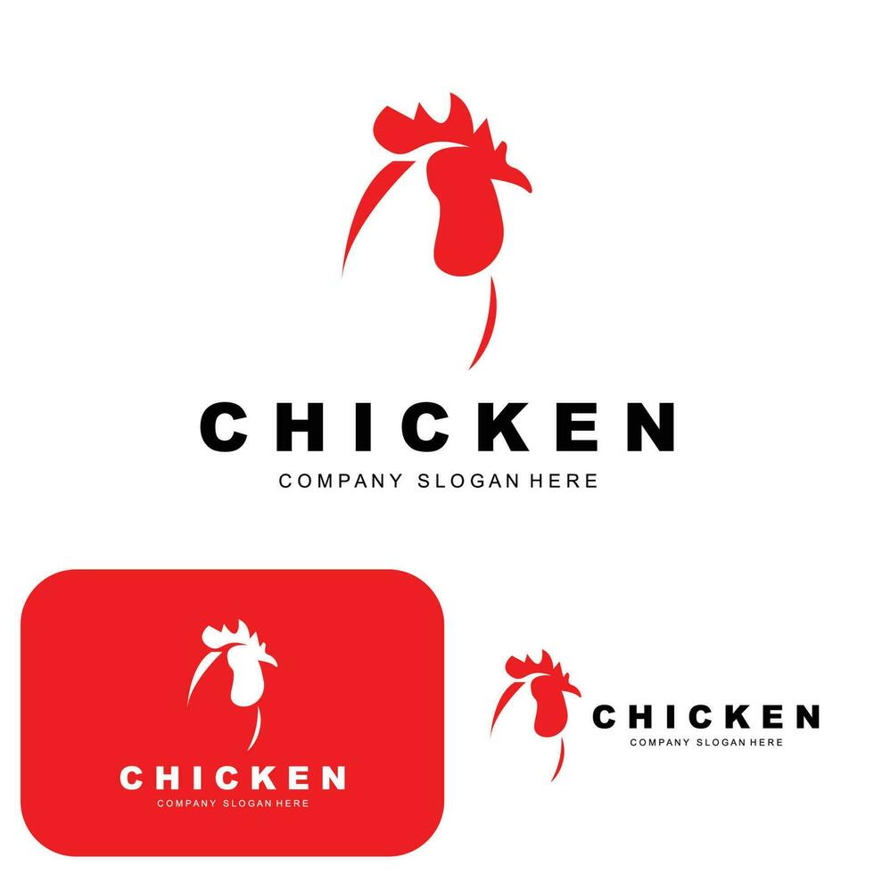 logo de poulet, vecteur d'animaux de ferme, conception pour élevage de poulets, restaurant de poulet frit, café