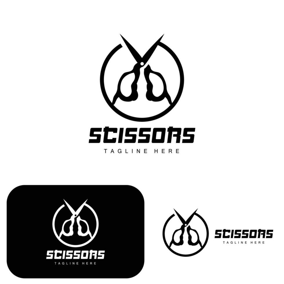 les ciseaux logo, Coupe outils vecteur, salon de coiffure le rasoir les ciseaux Facile conception, illustration modèle icône vecteur