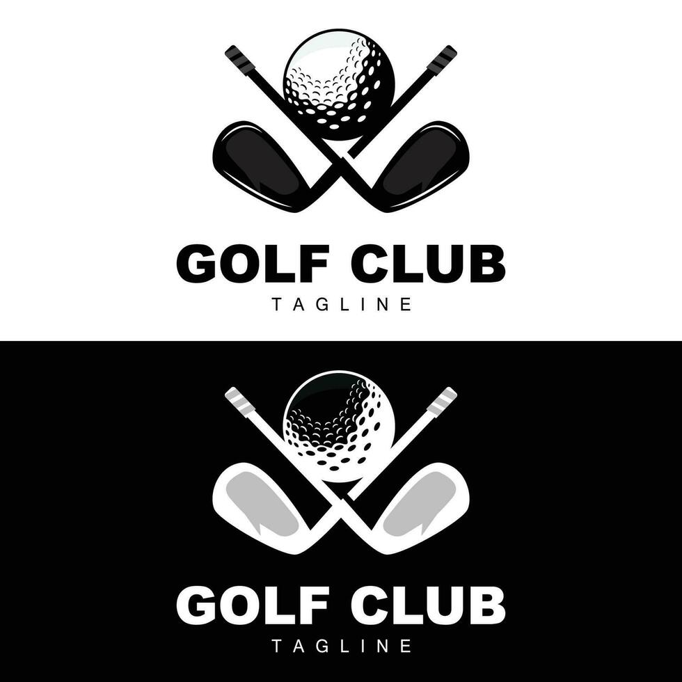 logo de balle de golf, golf de bâton de vecteur. jeu de sports de plein air, conception de discipline, modèle d'icône vecteur