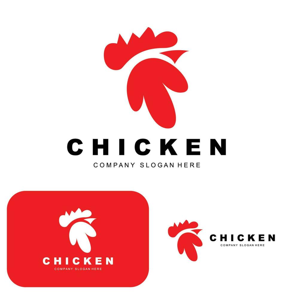 logo de poulet, vecteur d'animaux de ferme, conception pour élevage de poulets, restaurant de poulet frit, café