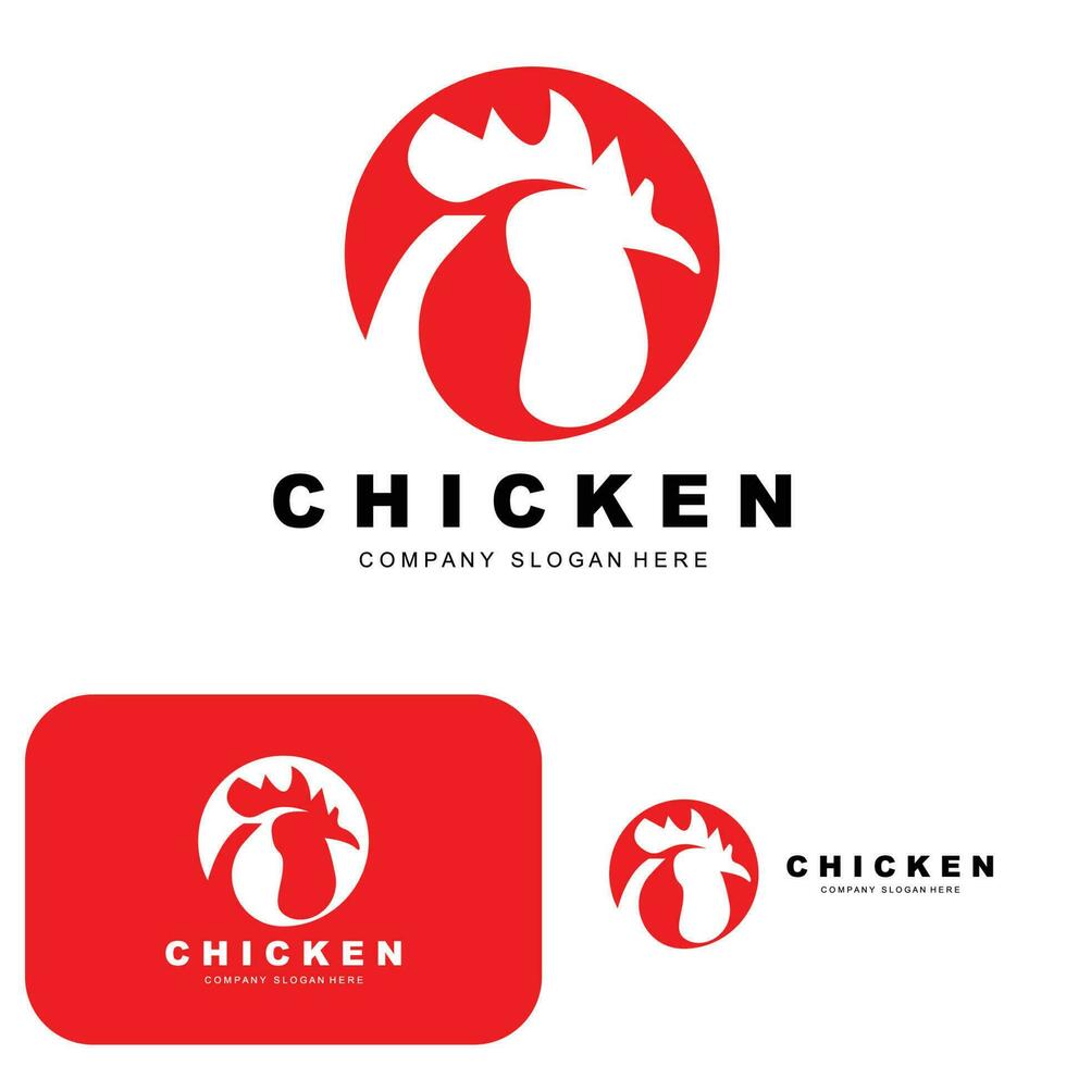 logo de poulet, vecteur d'animaux de ferme, conception pour élevage de poulets, restaurant de poulet frit, café