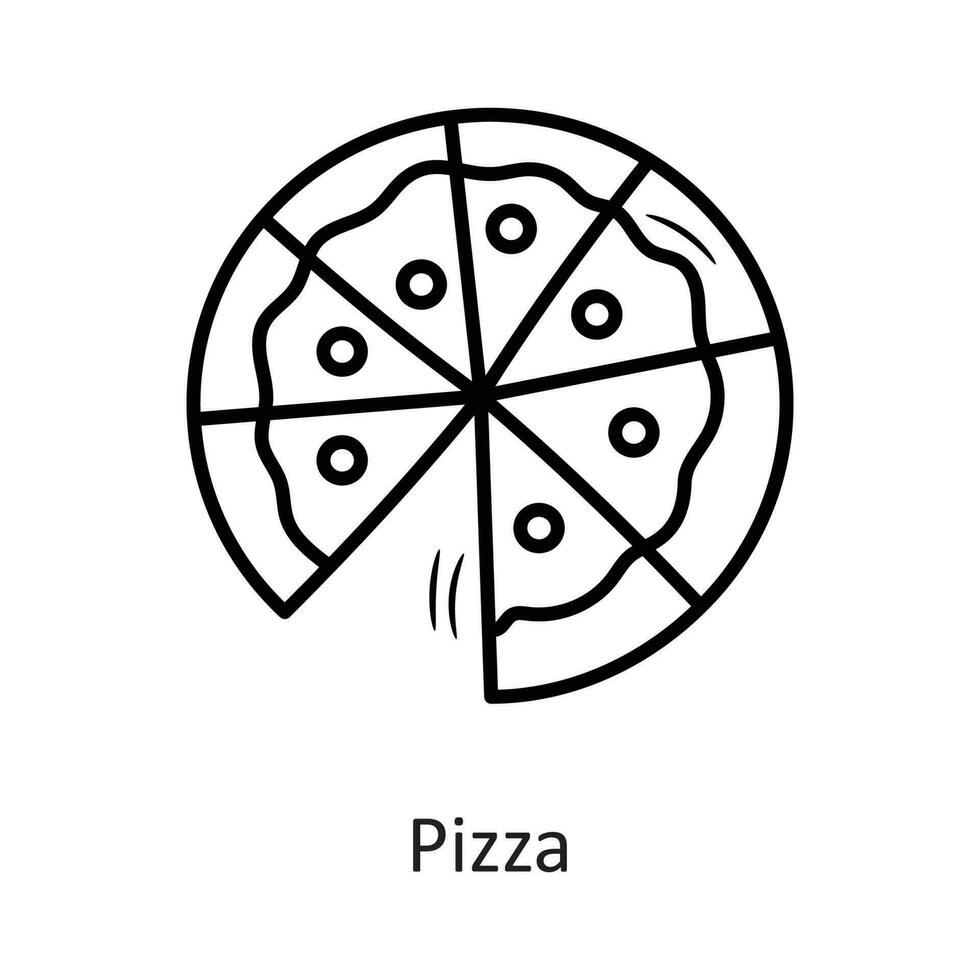 Pizza vecteur contour icône conception illustration. Nouveau année symbole sur blanc Contexte eps dix fichier