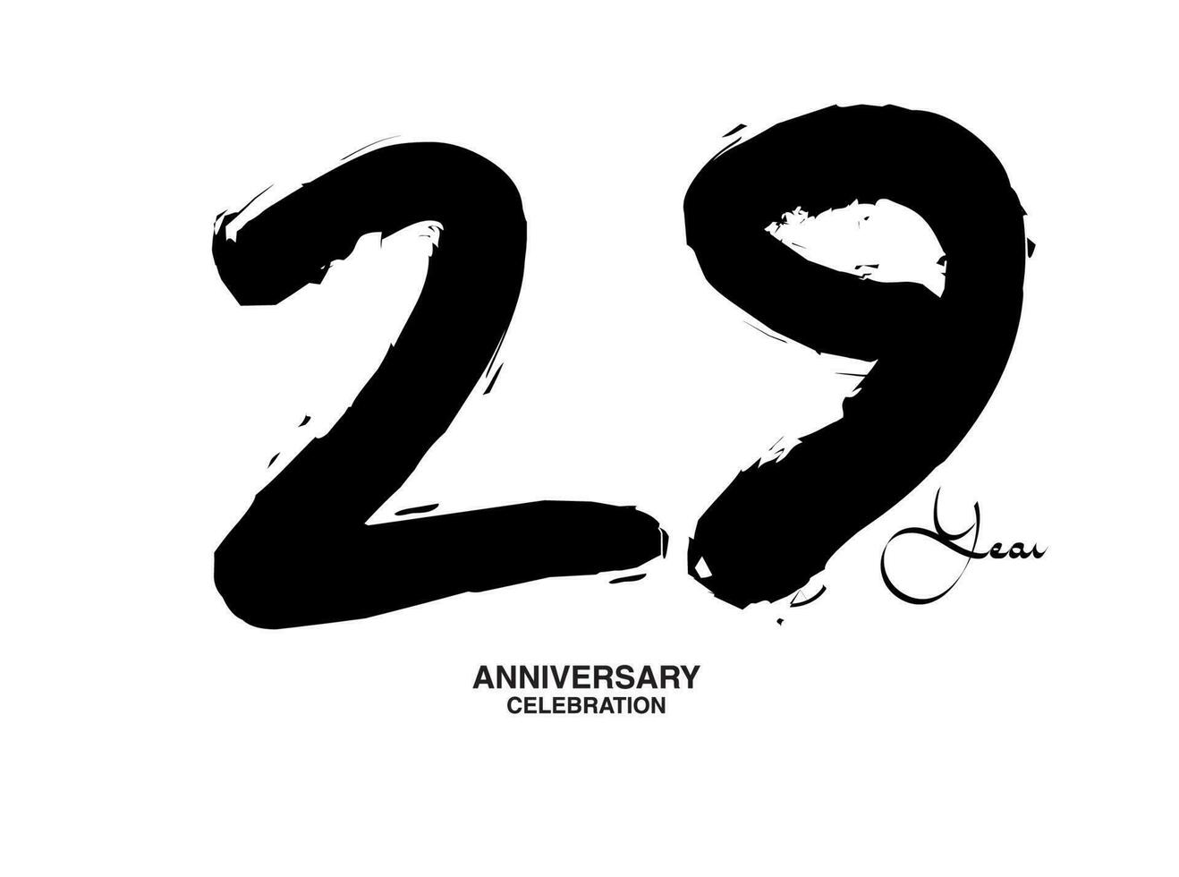 29 ans anniversaire fête vecteur modèle, 29 nombre logo conception, 29e anniversaire, noir caractères Nombres brosse dessin main tiré esquisser, noir nombre, anniversaire vecteur illustration