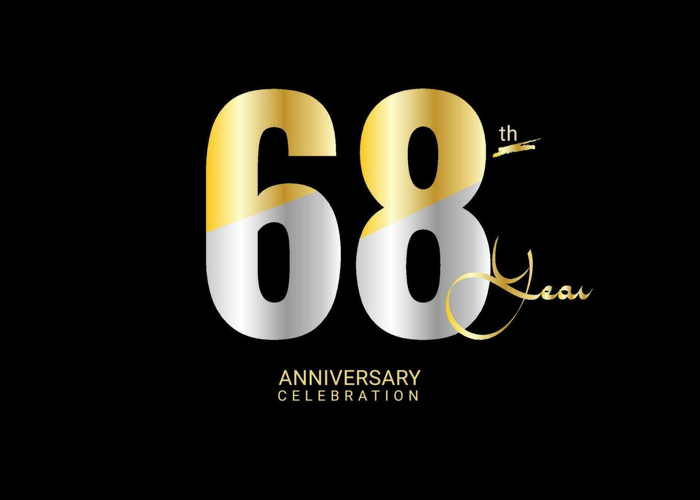 68 ans anniversaire fête or et argent vecteur modèle, 68 nombre logo conception, 68e anniversaire logo, logotype anniversaire, vecteur anniversaire pour fête, affiche, invitation carte