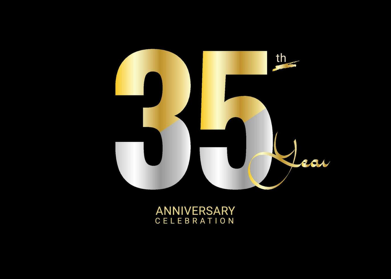 35 ans anniversaire fête or et argent vecteur modèle, 35 nombre logo conception, 35ème anniversaire logo, logotype anniversaire, vecteur anniversaire pour fête, affiche, invitation carte