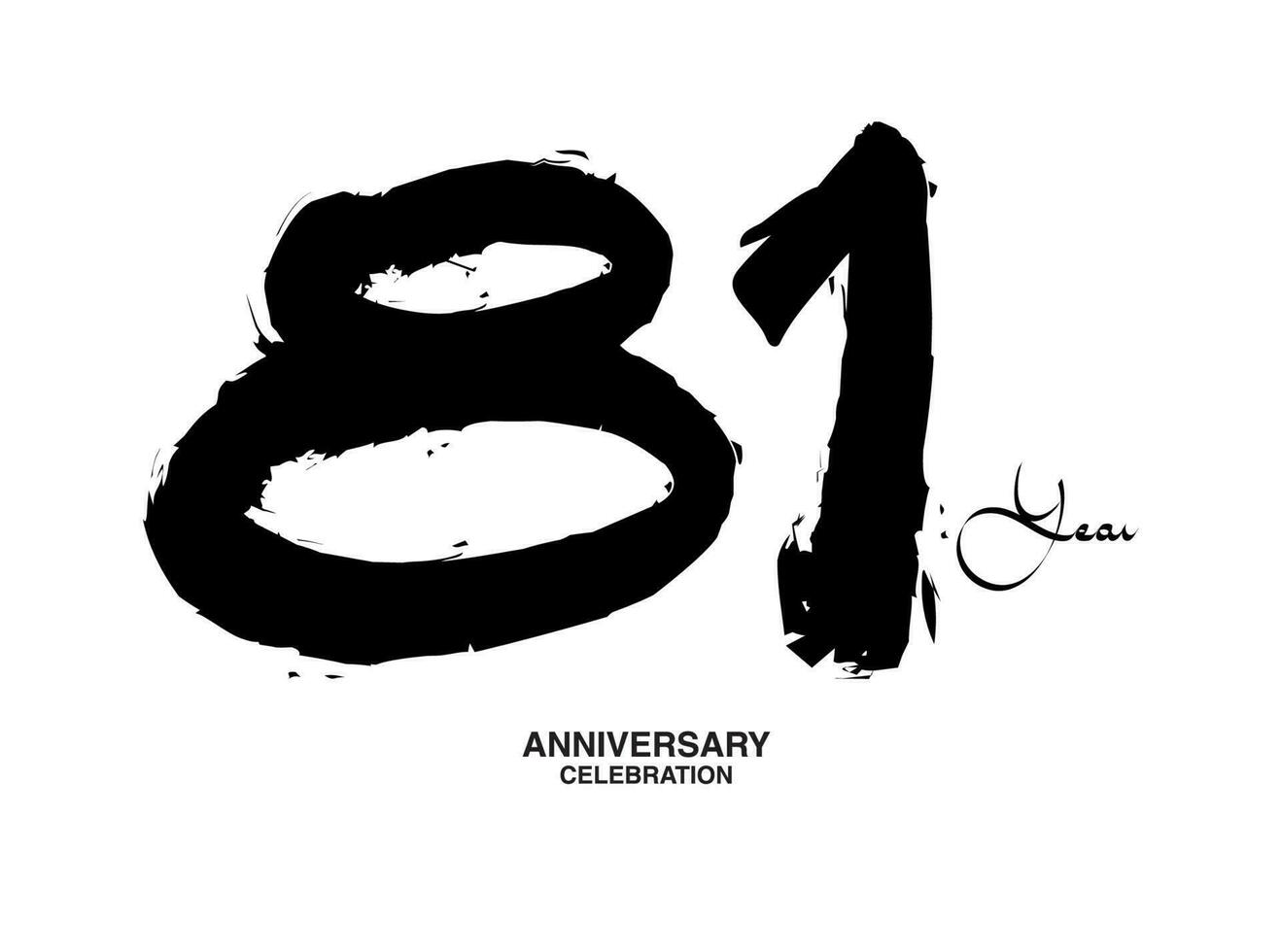 81 ans anniversaire fête vecteur modèle, 81 nombre logo conception, 81ème anniversaire, noir caractères Nombres brosse dessin main tiré esquisser, noir nombre, anniversaire vecteur illustration