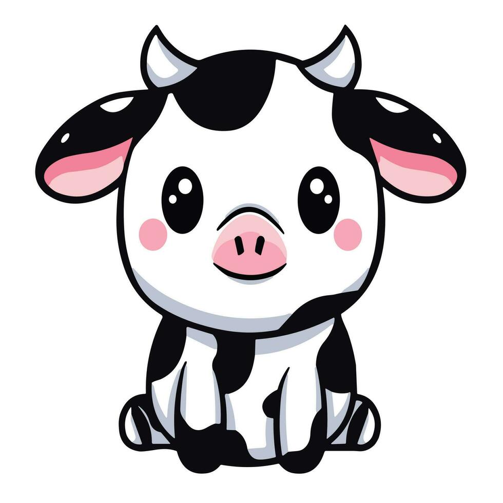 kawaii vache logo vecteur