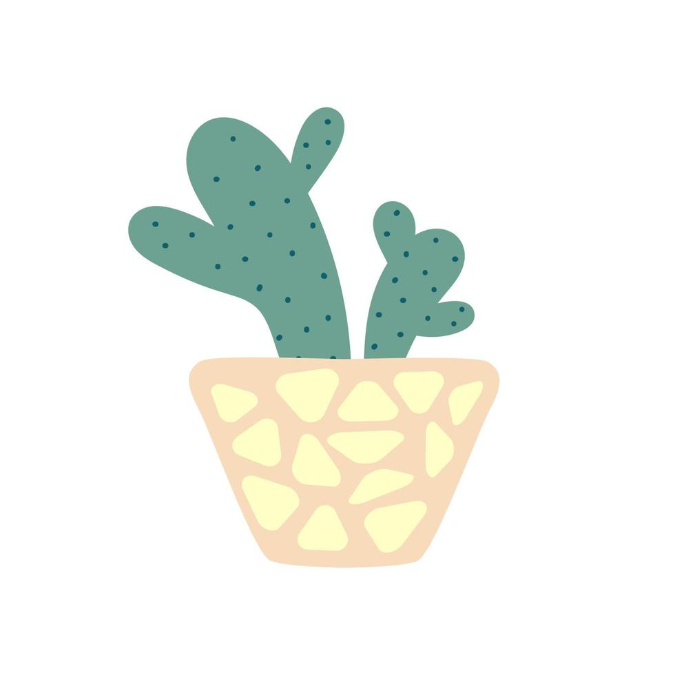 cactus mexicain dans un pot. cactus de dessin animé épineux isolé sur fond blanc. plante d'intérieur décorative avec des feuilles vertes dans un pot. Maison & Jardin. illustration vectorielle plane. illustration vectorielle vecteur