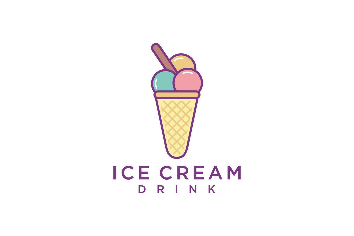 la glace crème prime logo. des gamins amical concept pour savoureux la glace crème dessert. vecteur