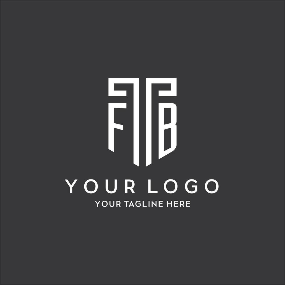 fb monogramme initiale Nom avec bouclier forme icône conception vecteur
