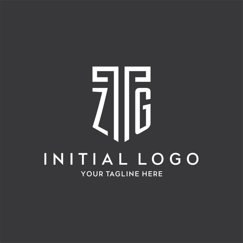 zg monogramme initiale Nom avec bouclier forme icône conception vecteur