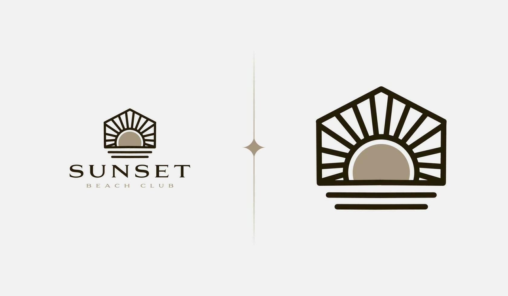 modèle de logo monoline d'onde de coucher de soleil. symbole premium créatif universel. illustration vectorielle vecteur