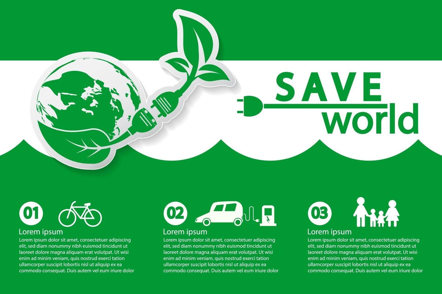 monde avec des idées de concept écologiques, modèle infographique, illustration vectorielle vecteur