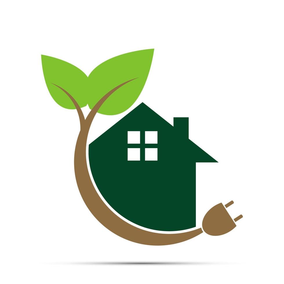green eco house ou logo power plug nature vert. illustrations vectorielles vecteur