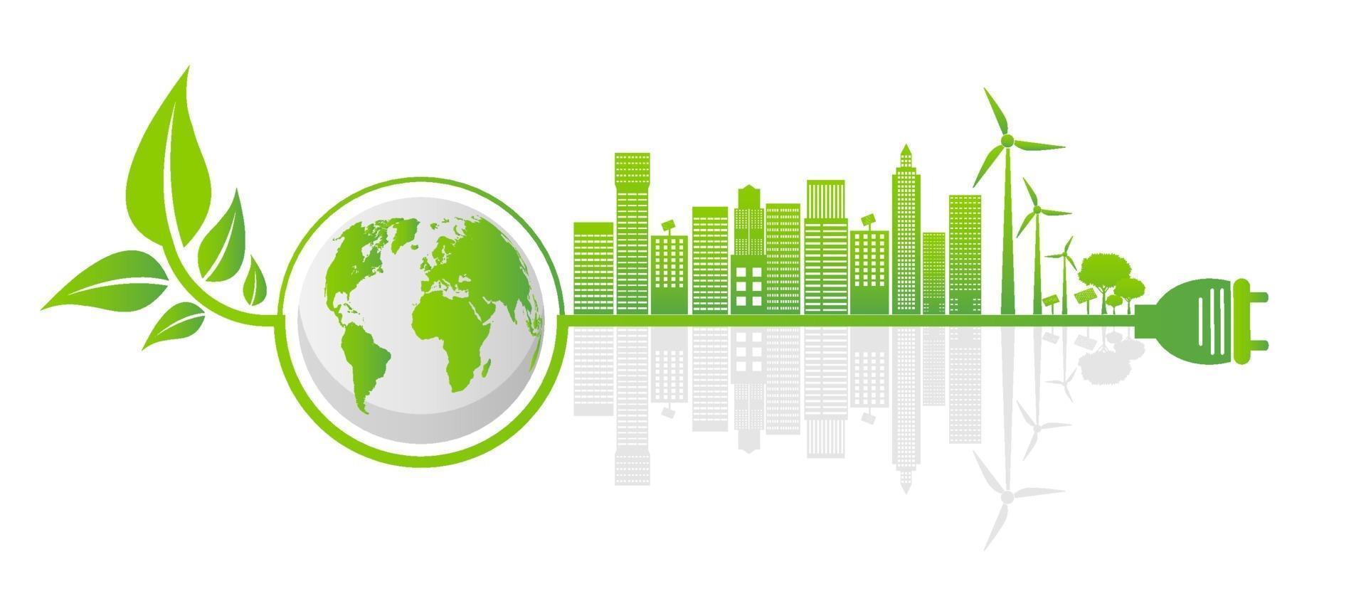 concept d'engrenage d'écologie et développement énergétique durable environnemental, illustration vectorielle vecteur