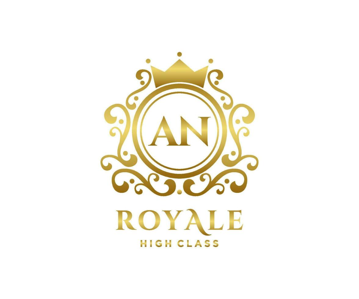d'or lettre un modèle logo luxe or lettre avec couronne. monogramme alphabet . magnifique Royal initiales lettre. vecteur