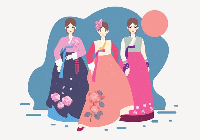 dame dans le vecteur hanbok