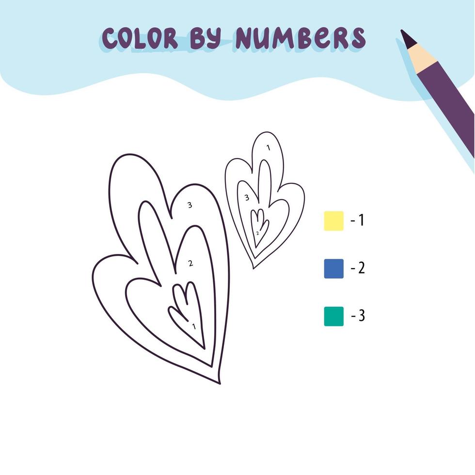 colorie les feuilles mignonnes par numéro. jeu de mathématiques éducatif pour les enfants. coloriage. vecteur