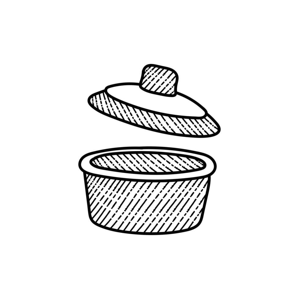 la poêle cuisine ligne art style Créatif logo vecteur