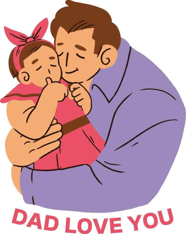 fille avec papa . père l'amour fille . du père journée. vecteur illustration