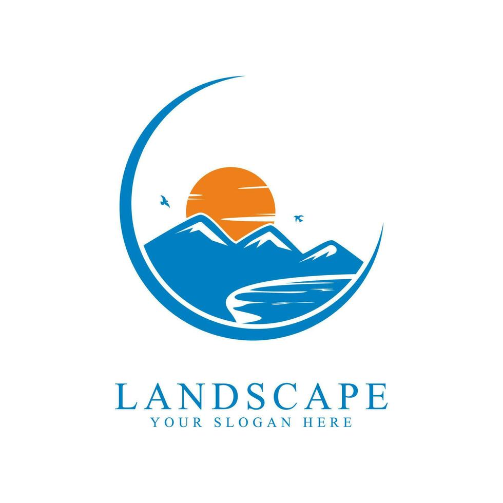 paysage logo conception isolé blanc Contexte. paysage Facile logo symbole vecteur illustration