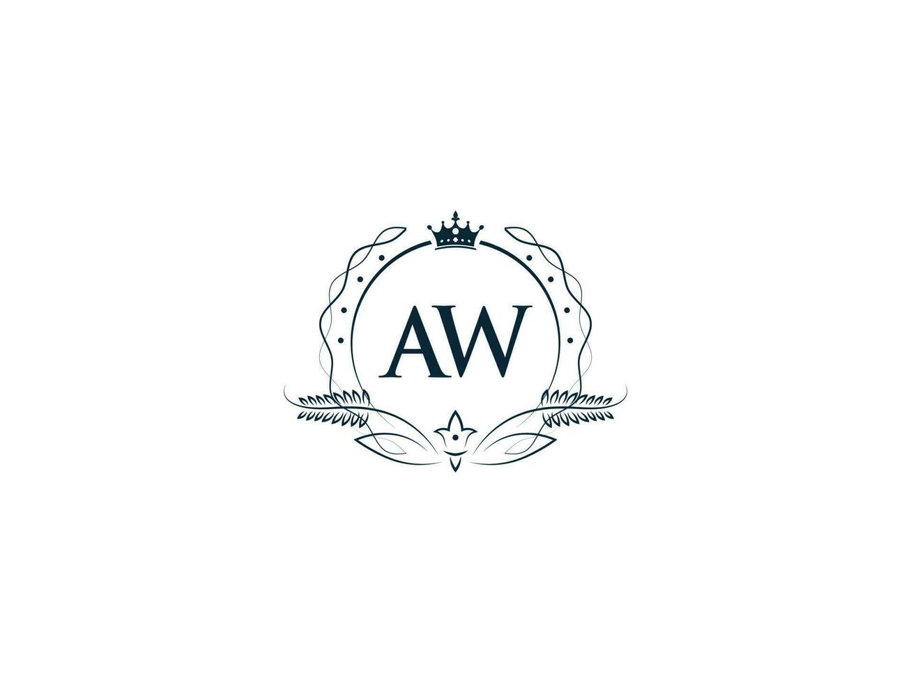 typographique aw féminin couronne logo, unique aw Washington cercle lettre logo conception vecteur