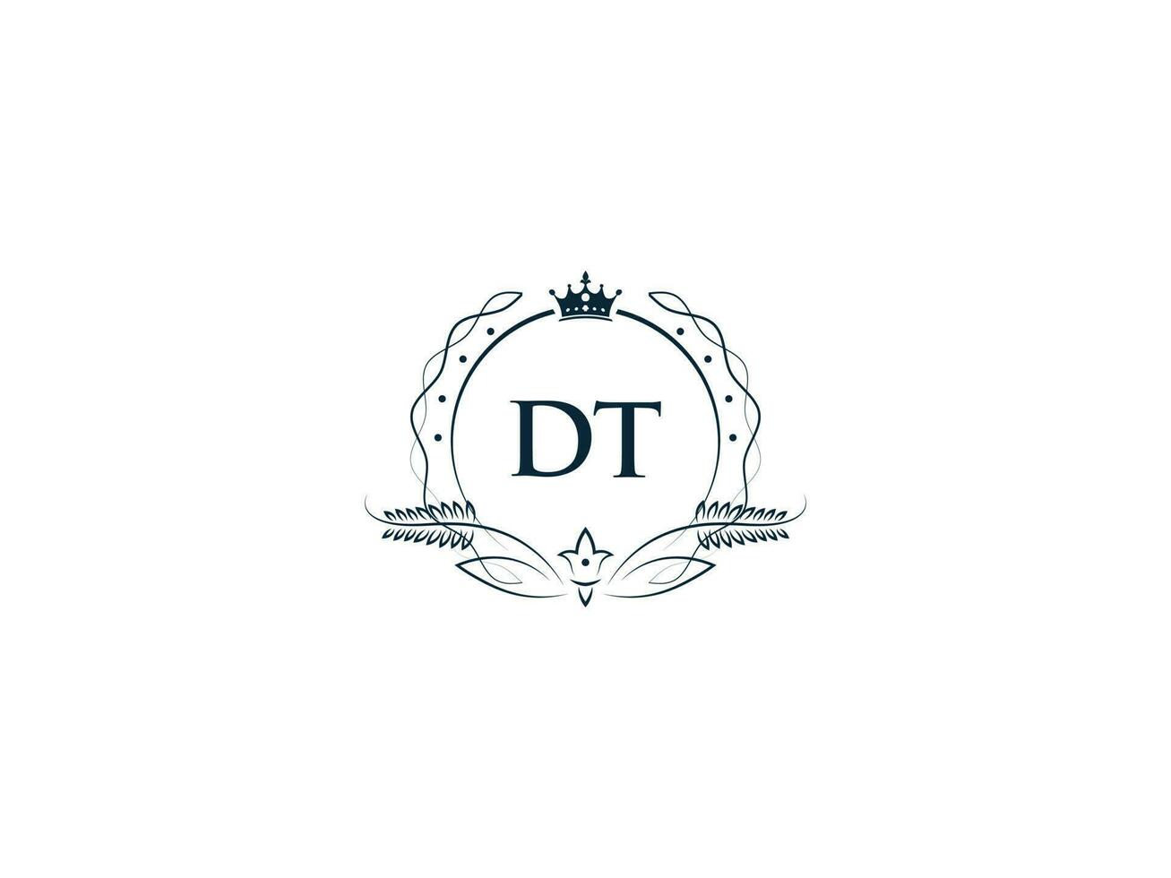 initiale dt féminin logo, Créatif luxe couronne dt td lettre logo icône vecteur