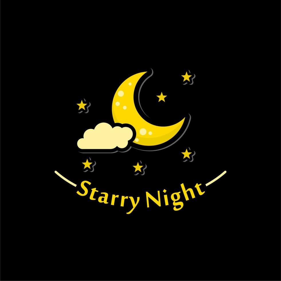 croissant lune et étoiles pour une étoilé nuit logo Facile vecteur conception inspiration