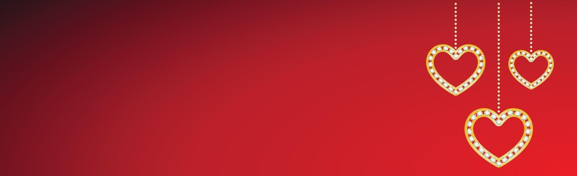 fond rouge bicolore avec des coeurs suspendus vecteur