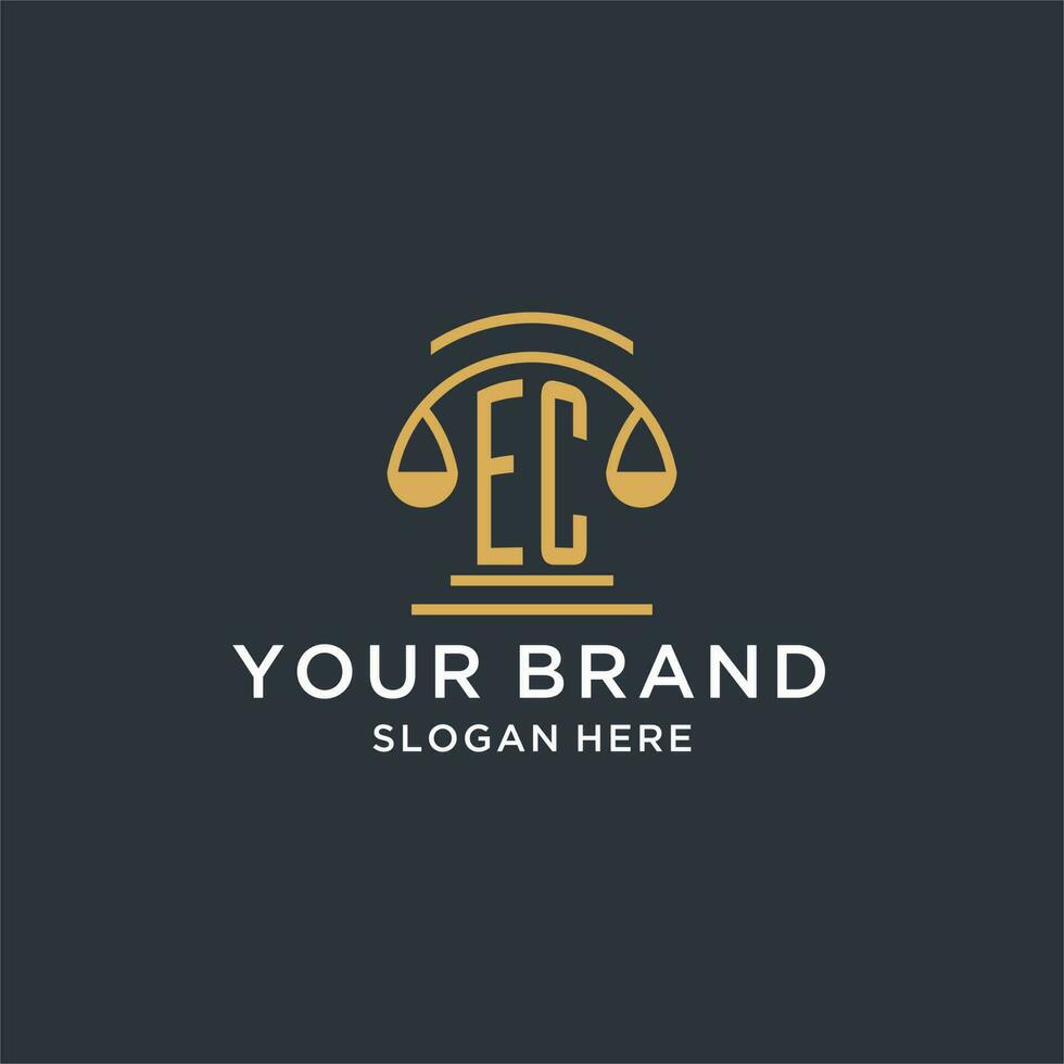 ec initiale avec échelle de Justice logo conception modèle, luxe loi et avocat logo conception des idées vecteur