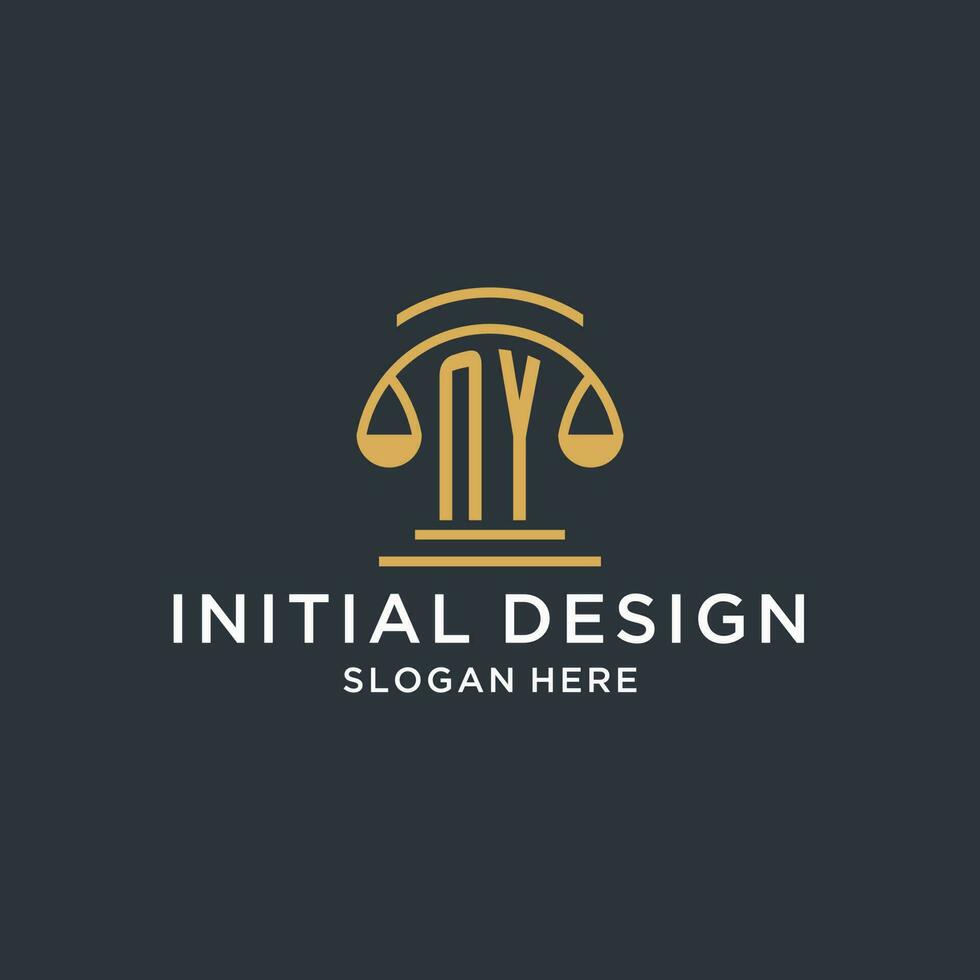 New York initiale avec échelle de Justice logo conception modèle, luxe loi et avocat logo conception des idées vecteur