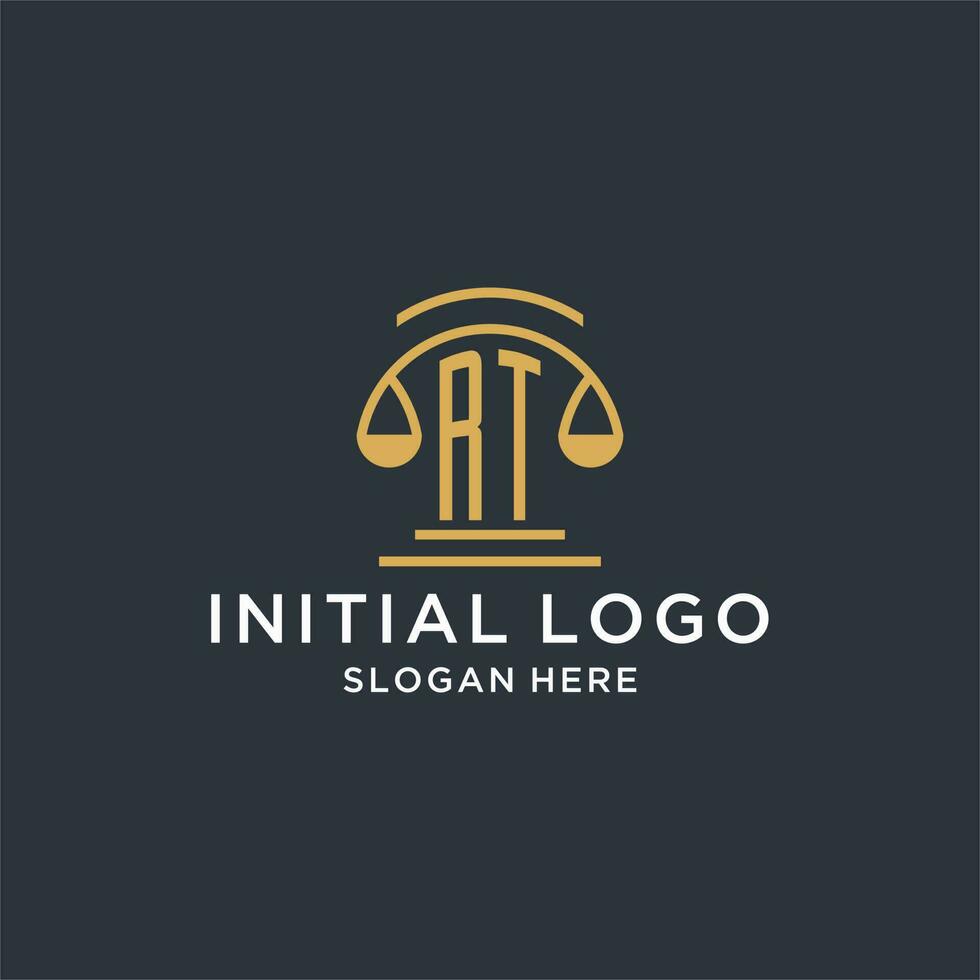 rt initiale avec échelle de Justice logo conception modèle, luxe loi et avocat logo conception des idées vecteur