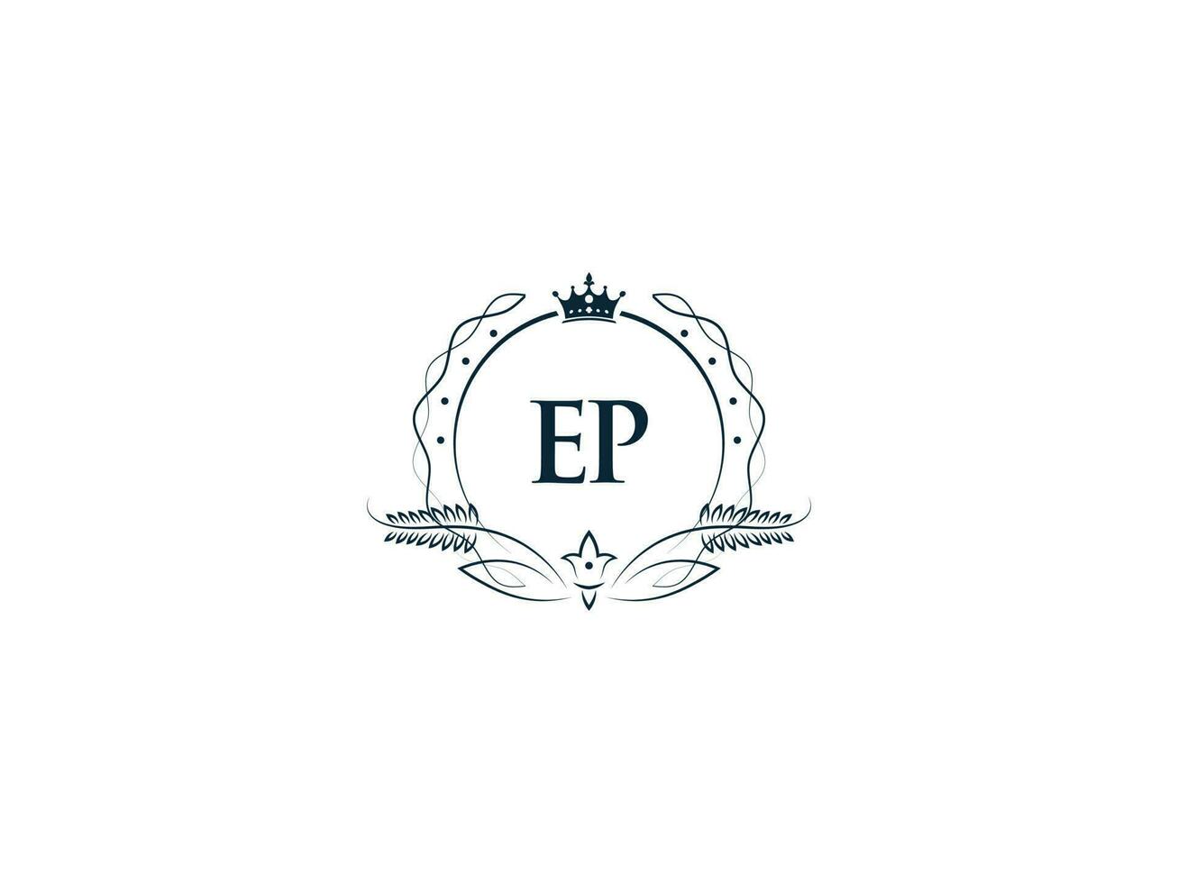 minimal ep logo icône, luxe couronne ep pe féminin lettre logo icône vecteur
