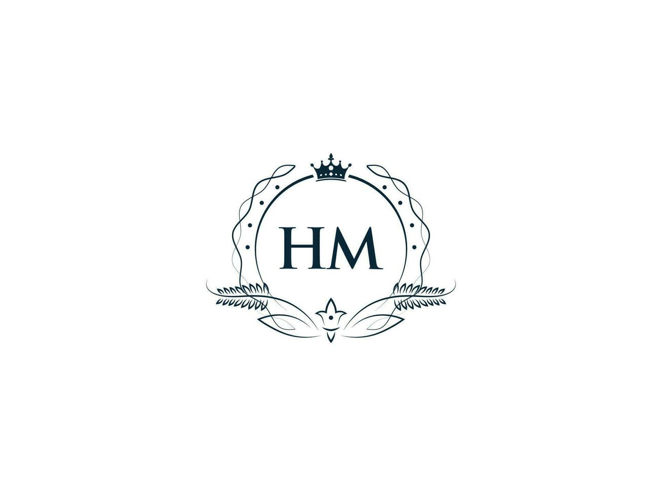 féminin couronne hum Roi logo, initiale hum mh logo lettre vecteur art