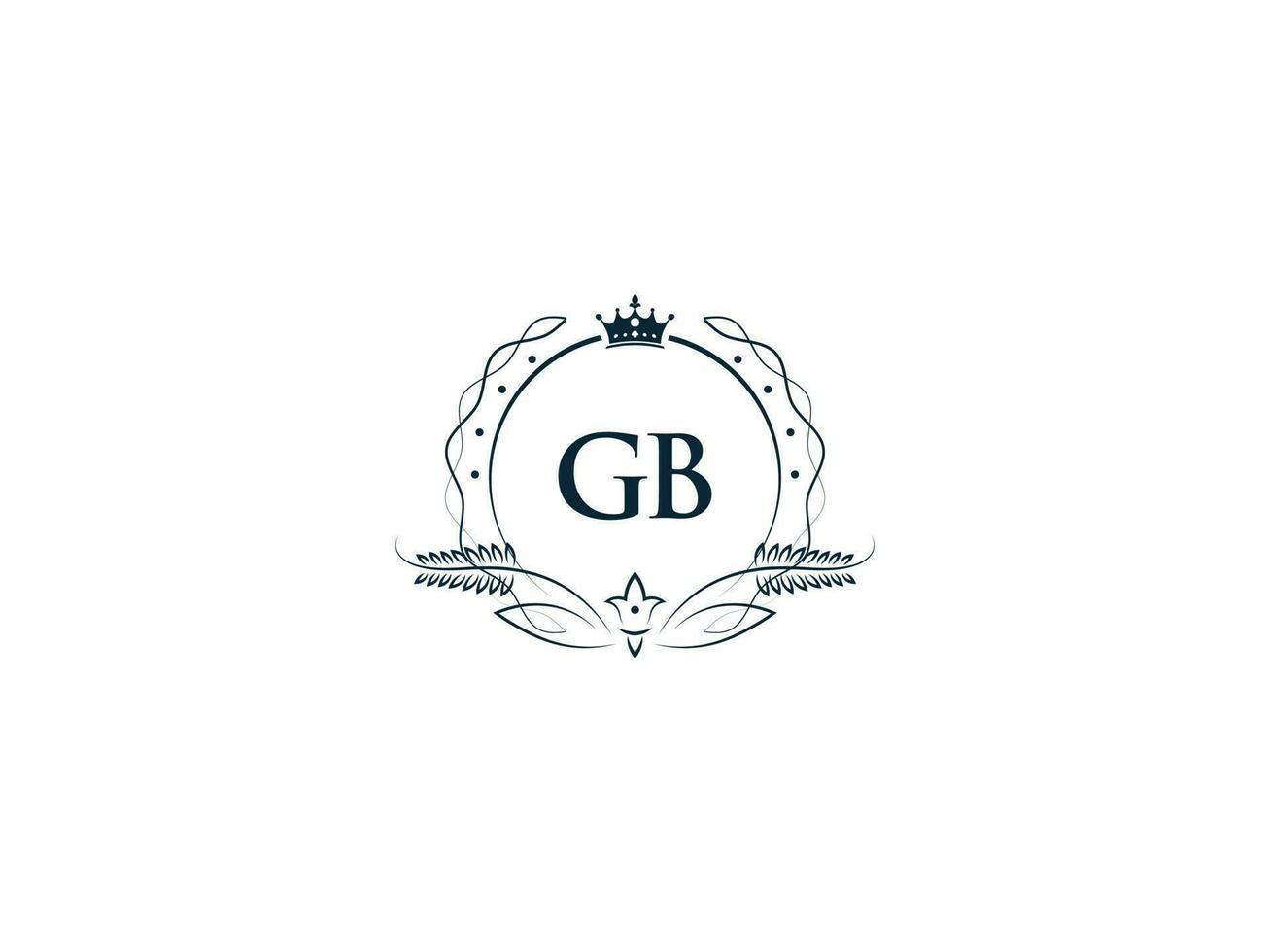 minimal lettre gb logo couronne icône, prime luxe gb bg féminin lettre logo icône vecteur