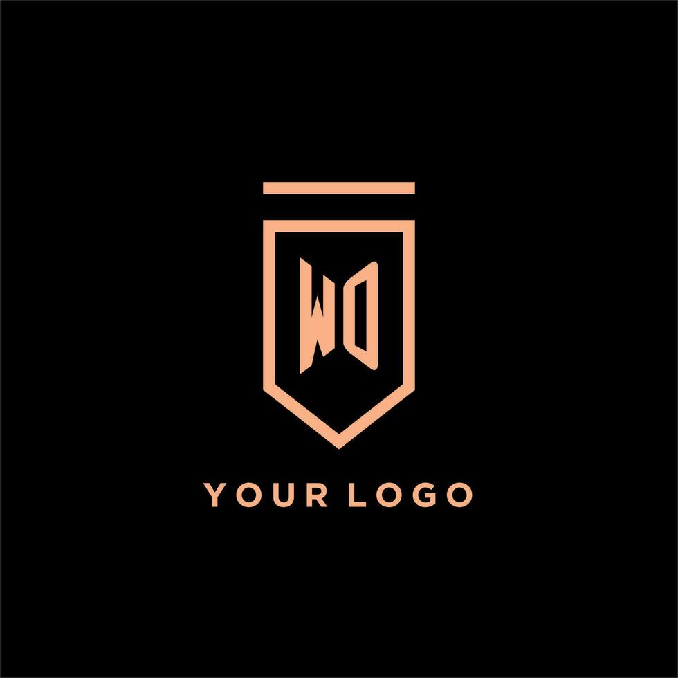 wo monogramme initiale avec bouclier logo conception icône vecteur