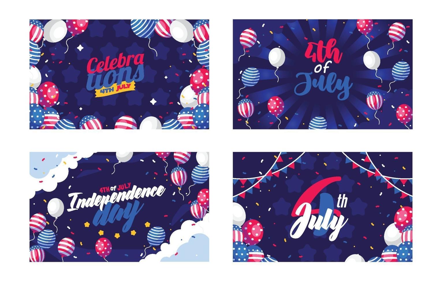 Typohraphie de conception de cartes de fête de l'indépendance du 4 juillet vecteur