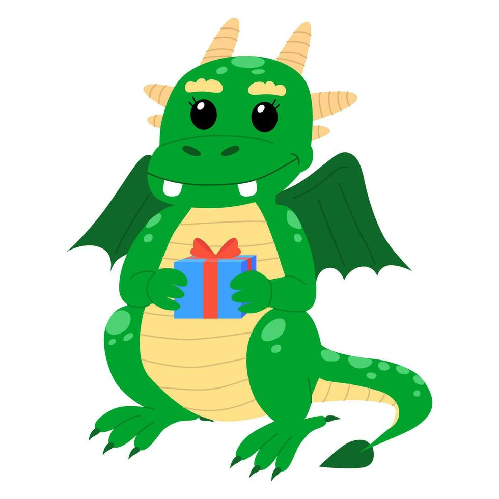 vecteur illustration de une vert dragon isolé sur une blanc Contexte. le symbole de le année 2024 selon à le est calendrier