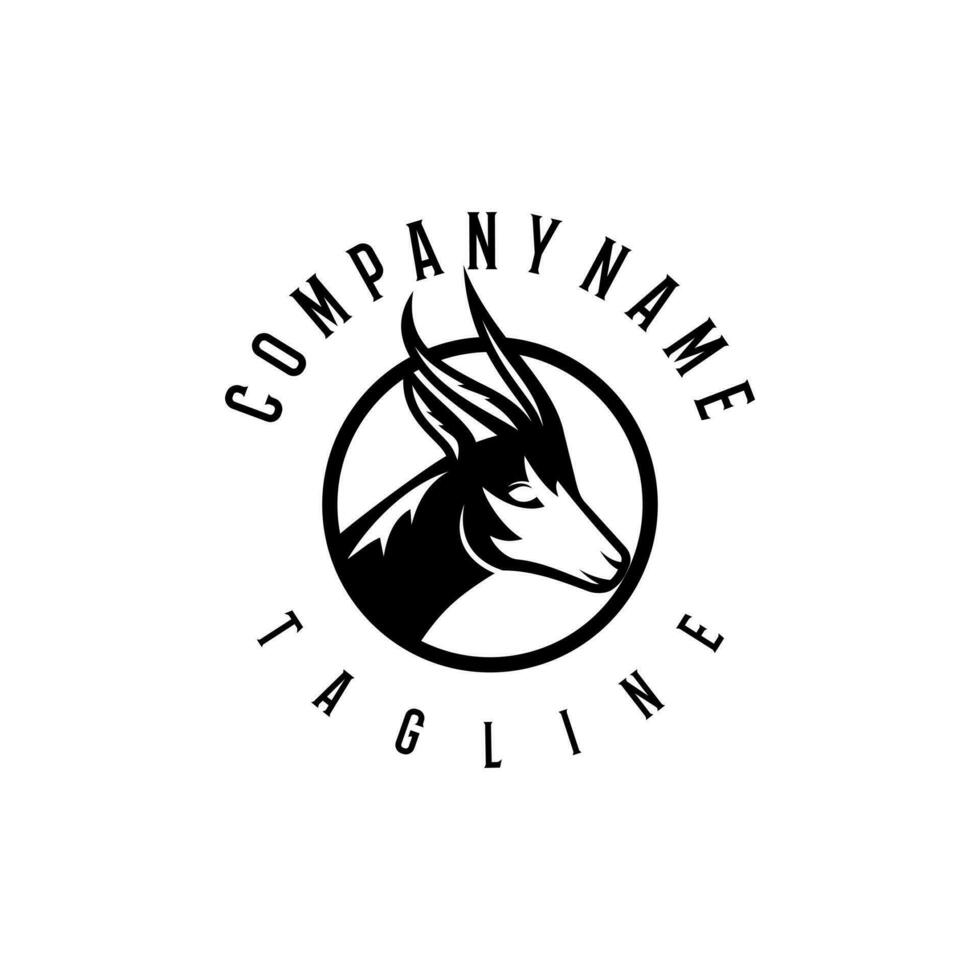springbok logo conception. impressionnant une springbok silhouette logo. une springbok avec cercle ligne art logotype. vecteur