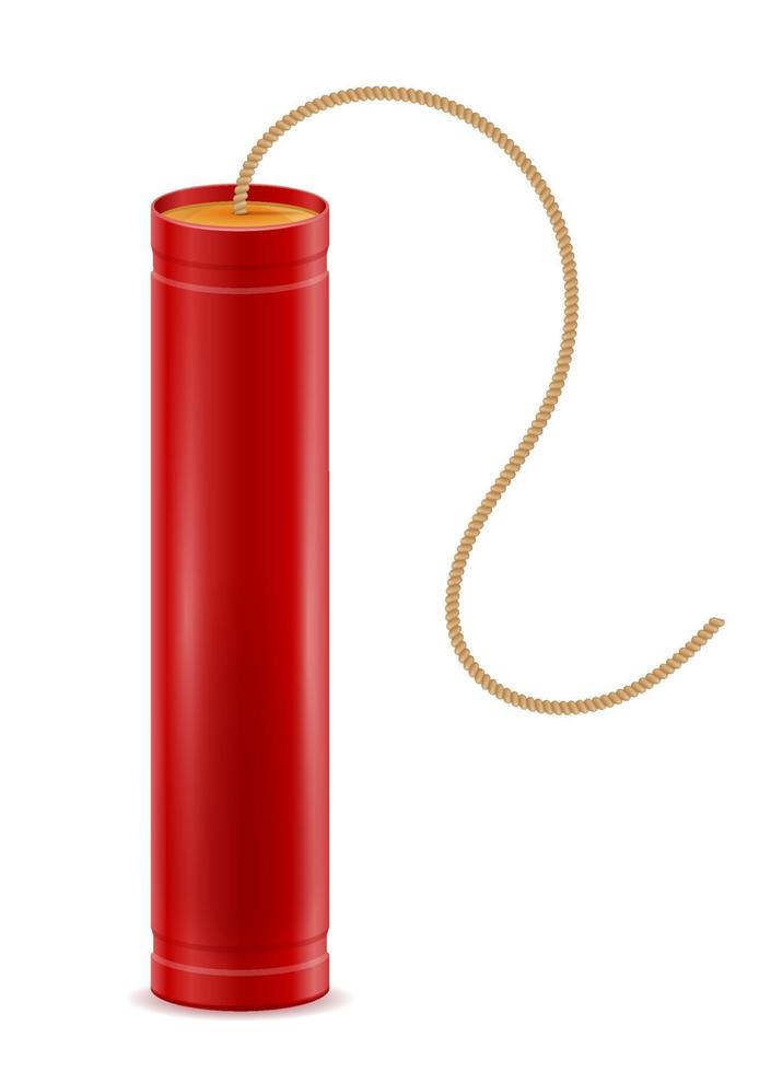 Bâton de dynamite rouge avec illustration de vecteur stock bickford fusible isolé sur fond blanc