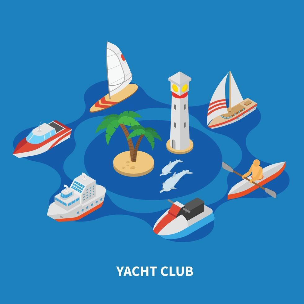 yacht club rond illustration vectorielle de composition vecteur