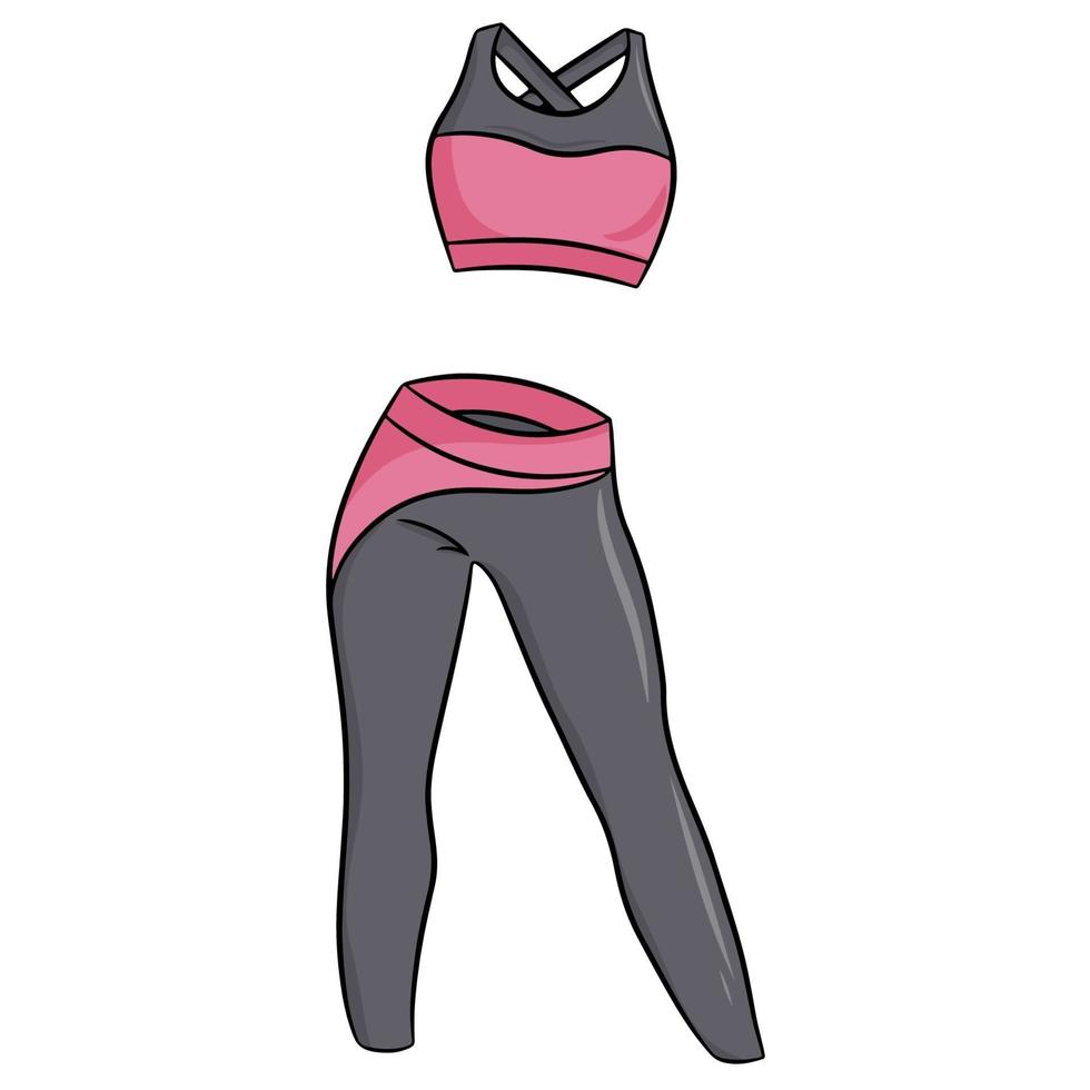 des leggings sportswear pour femmes et un haut pour les cours de fitness. illustration vectorielle isolée sur fond blanc. vecteur