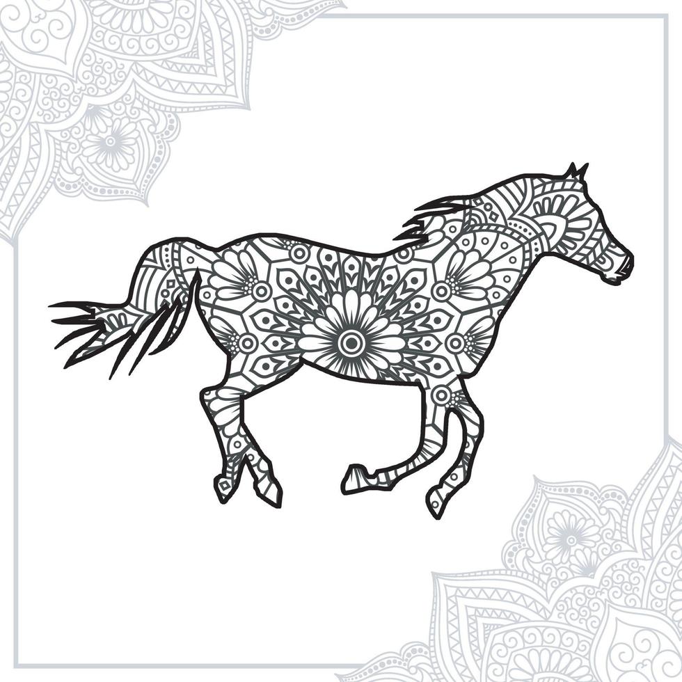 mandala de cheval. éléments décoratifs vintage. motif oriental, illustration vectorielle. vecteur