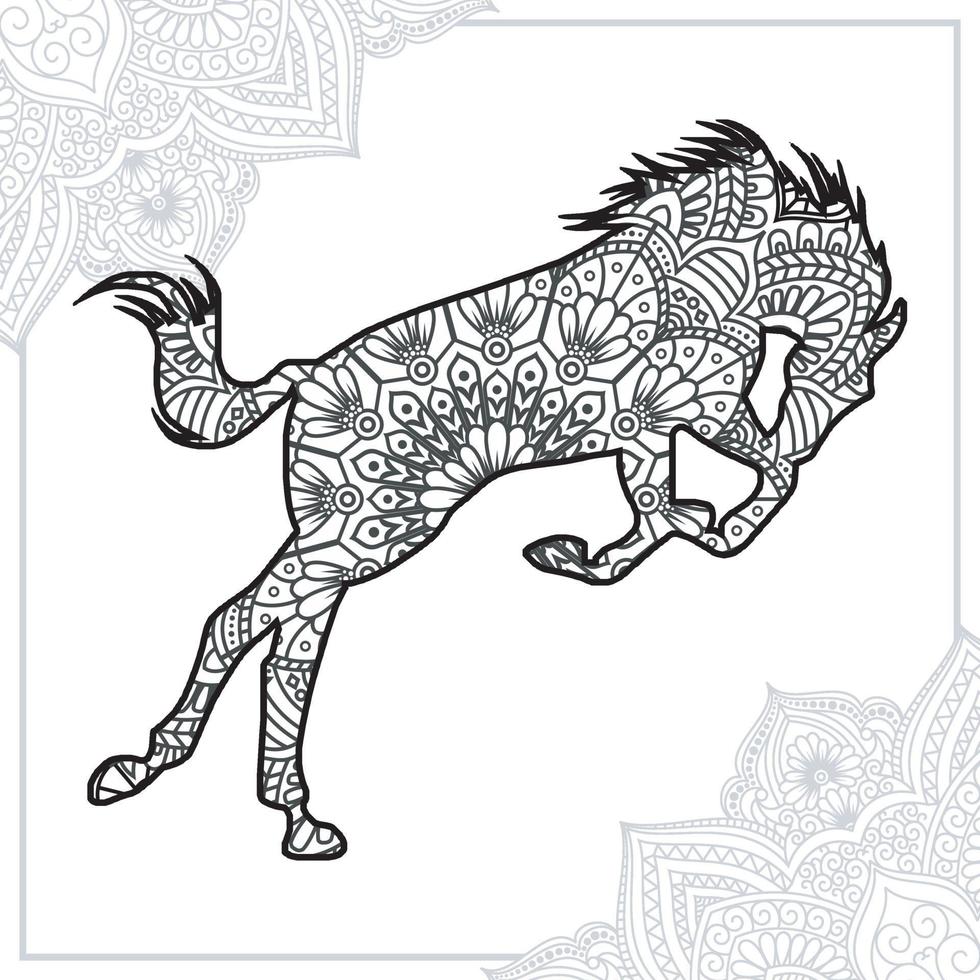 mandala de cheval. éléments décoratifs vintage. motif oriental, illustration vectorielle. vecteur