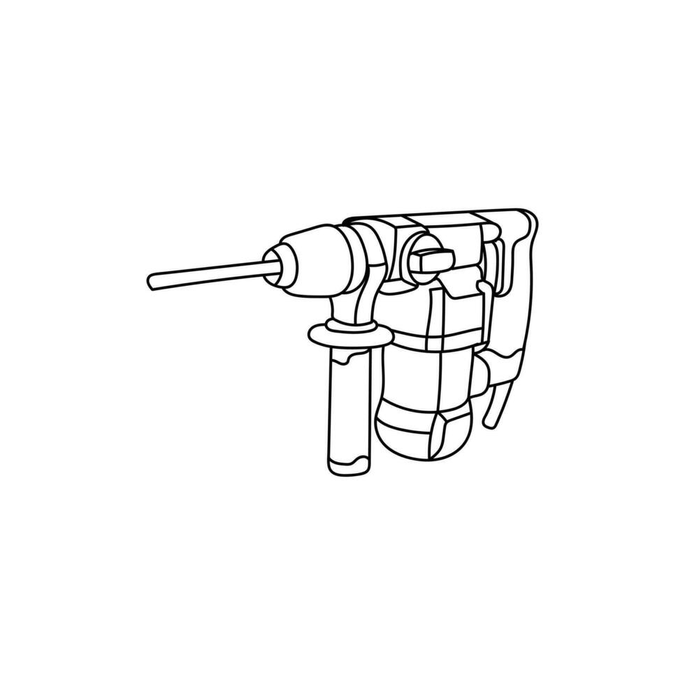 rotatif marteau outil ligne Facile logo vecteur