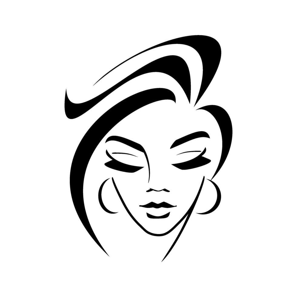 logo de visage de femme vecteur