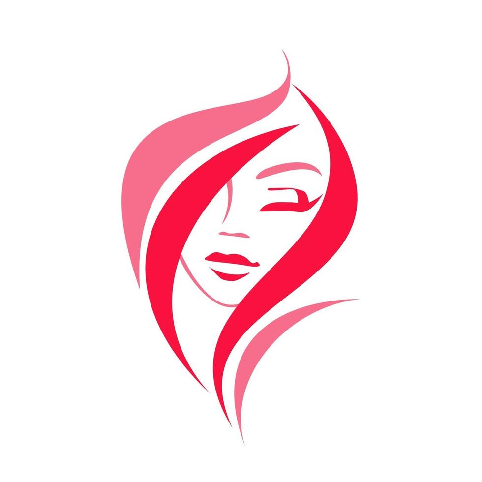 logo visage féminin avec une belle coiffure vecteur