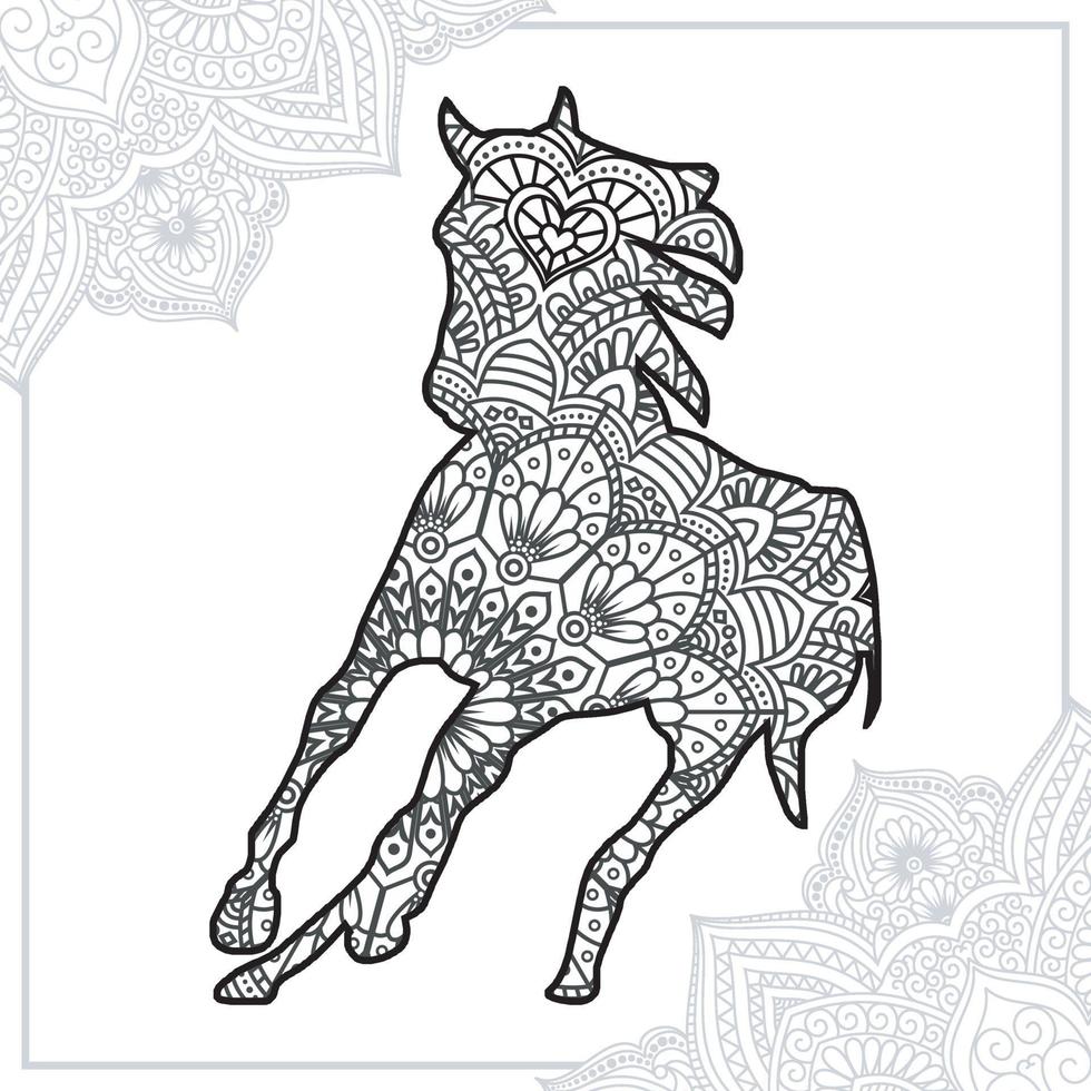 mandala de cheval. éléments décoratifs vintage. motif oriental, illustration vectorielle. vecteur