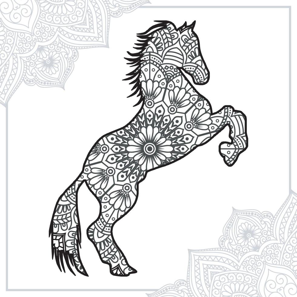 mandala de cheval. éléments décoratifs vintage. motif oriental, illustration vectorielle. vecteur